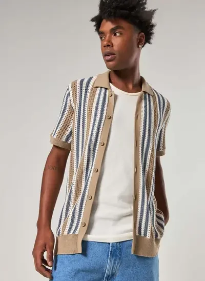 camisa tricô listrada