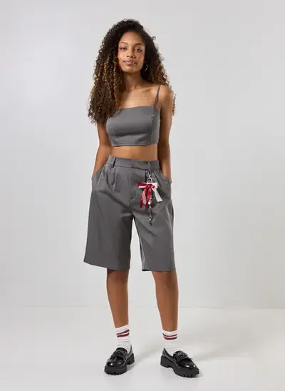 bermuda jorts alfaiataria chumbo