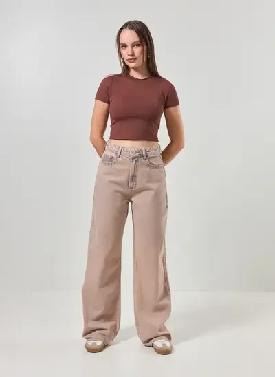 calça jeans wide leg dirty