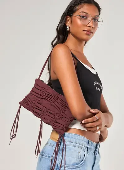 bolsa nylon com franzidos