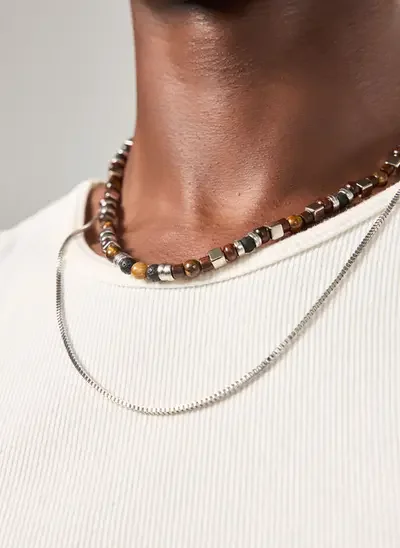 conjunto colares miçangas de madeira