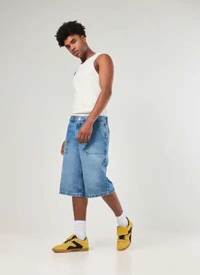 bermuda jorts jeans médio
