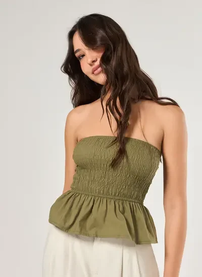 blusa sem mangas latex peplum