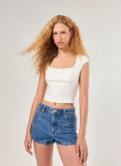 cropped bengaline decote quadrado