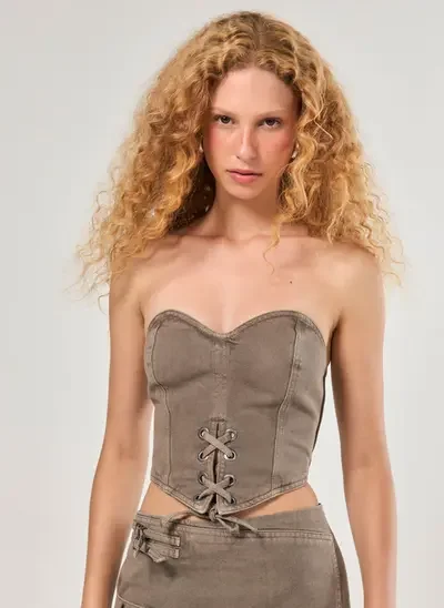 corselet em sarja amarração