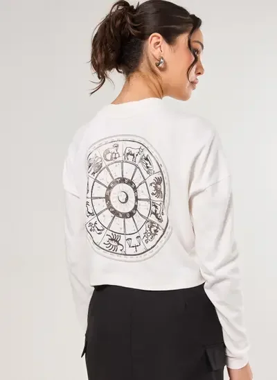 blusa em suedine estampa zodíaco