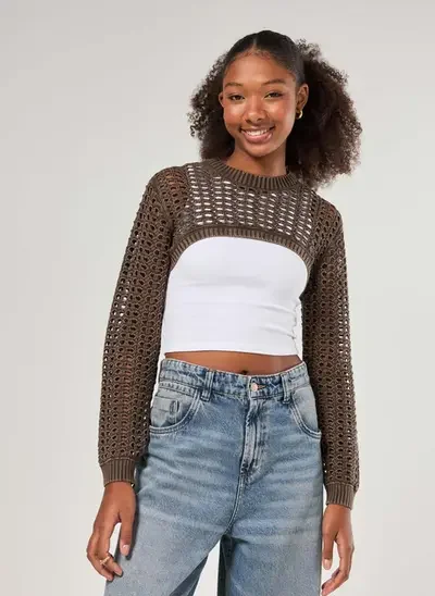 super cropped tricô