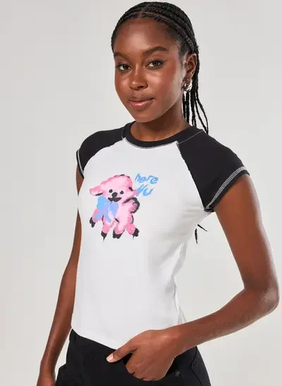 mini tee raglan grafite cachorro