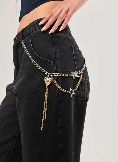 corrente para calça prateada e dourada