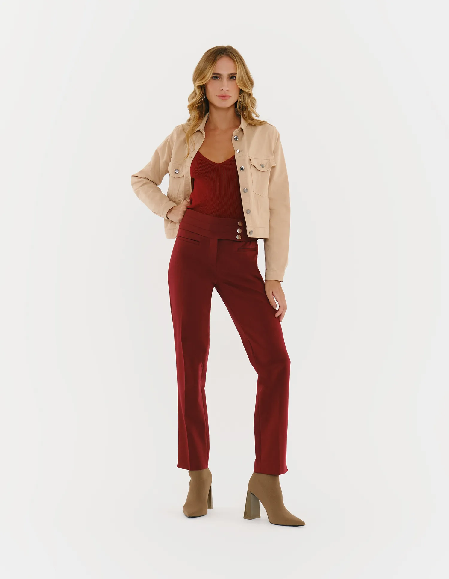 Calça Detalhe Botões Cos - Vinho