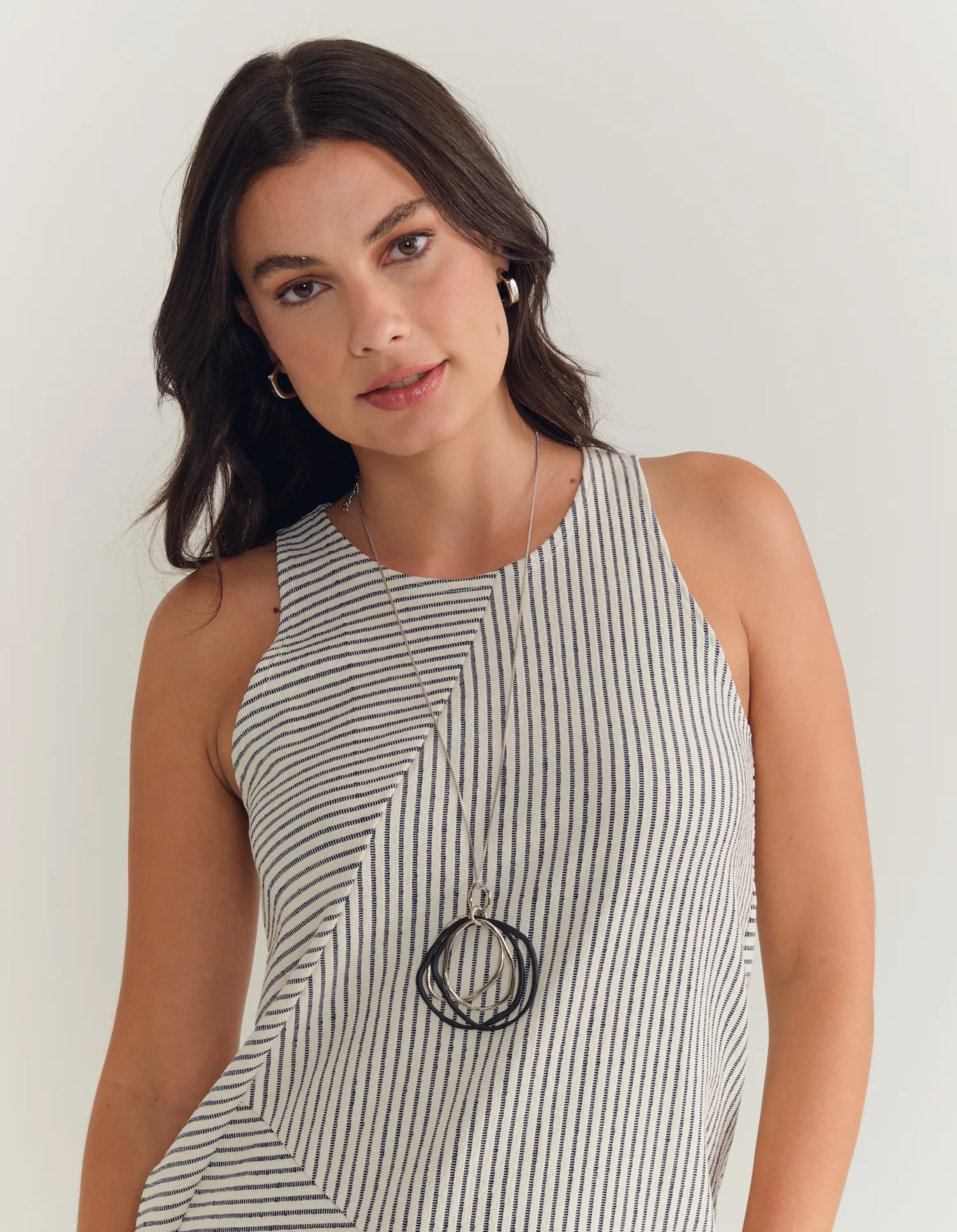 Colar Longo Argola Irregular - Niquel