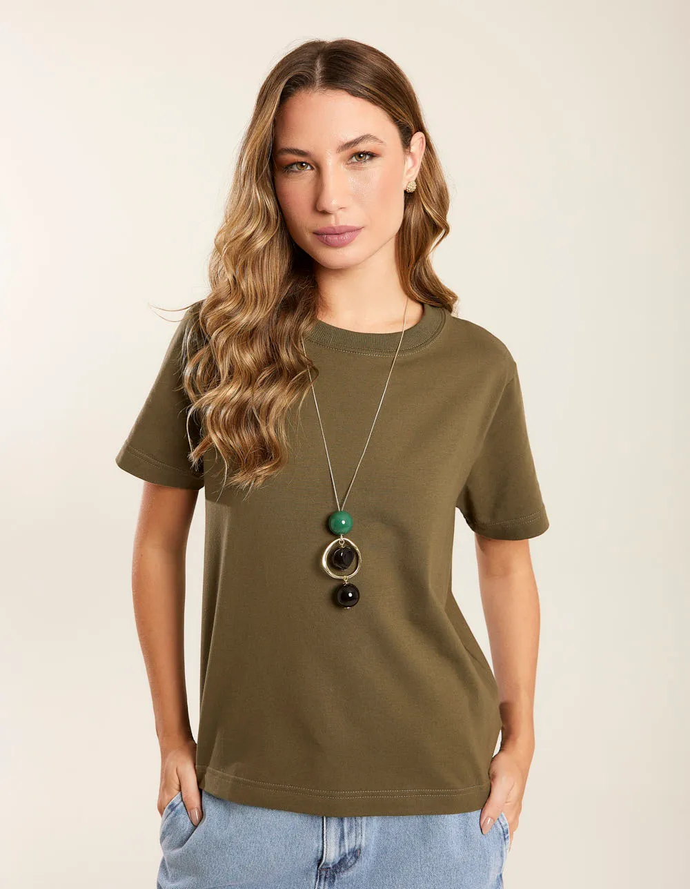 Colar Argola Trio Resina - Dourado