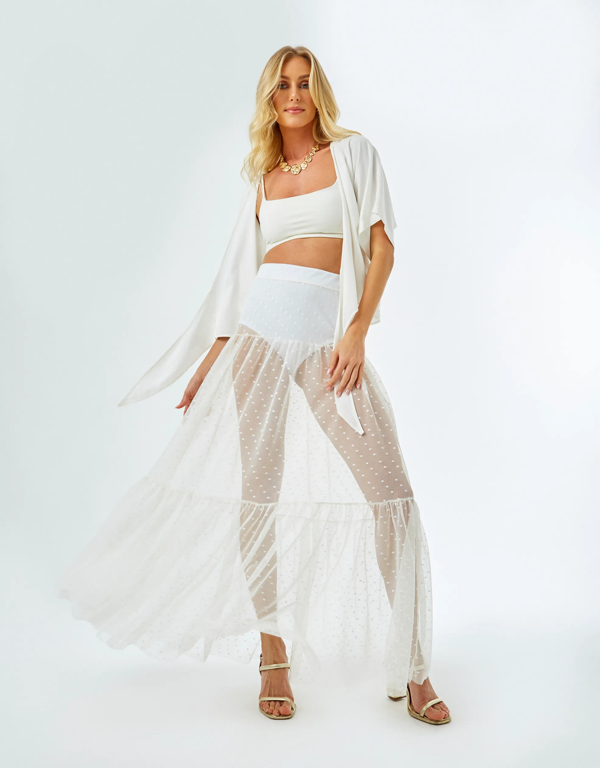 Saia Tule Babados - Off White