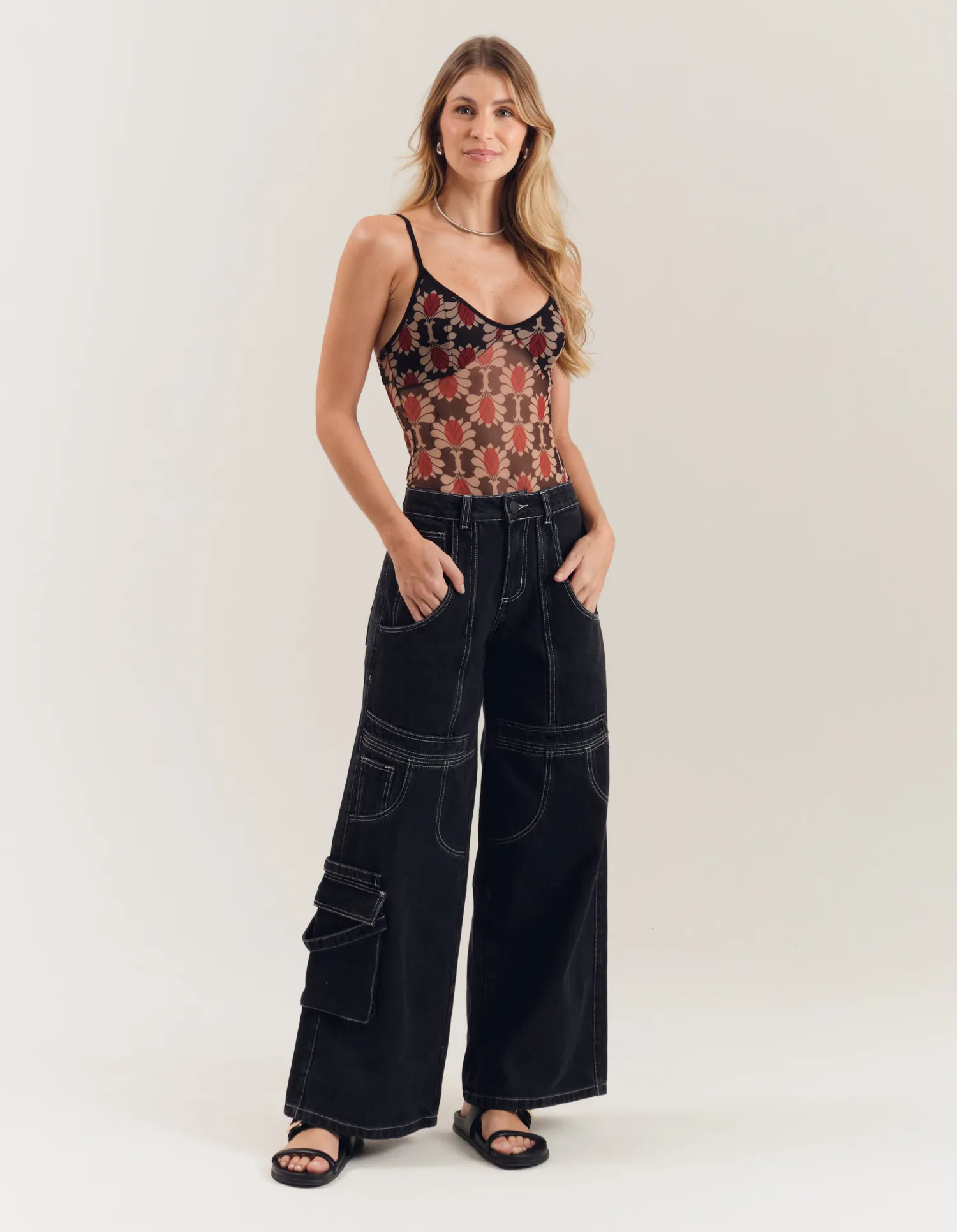 Calca Black Jeans Skater Bolsos - Preto