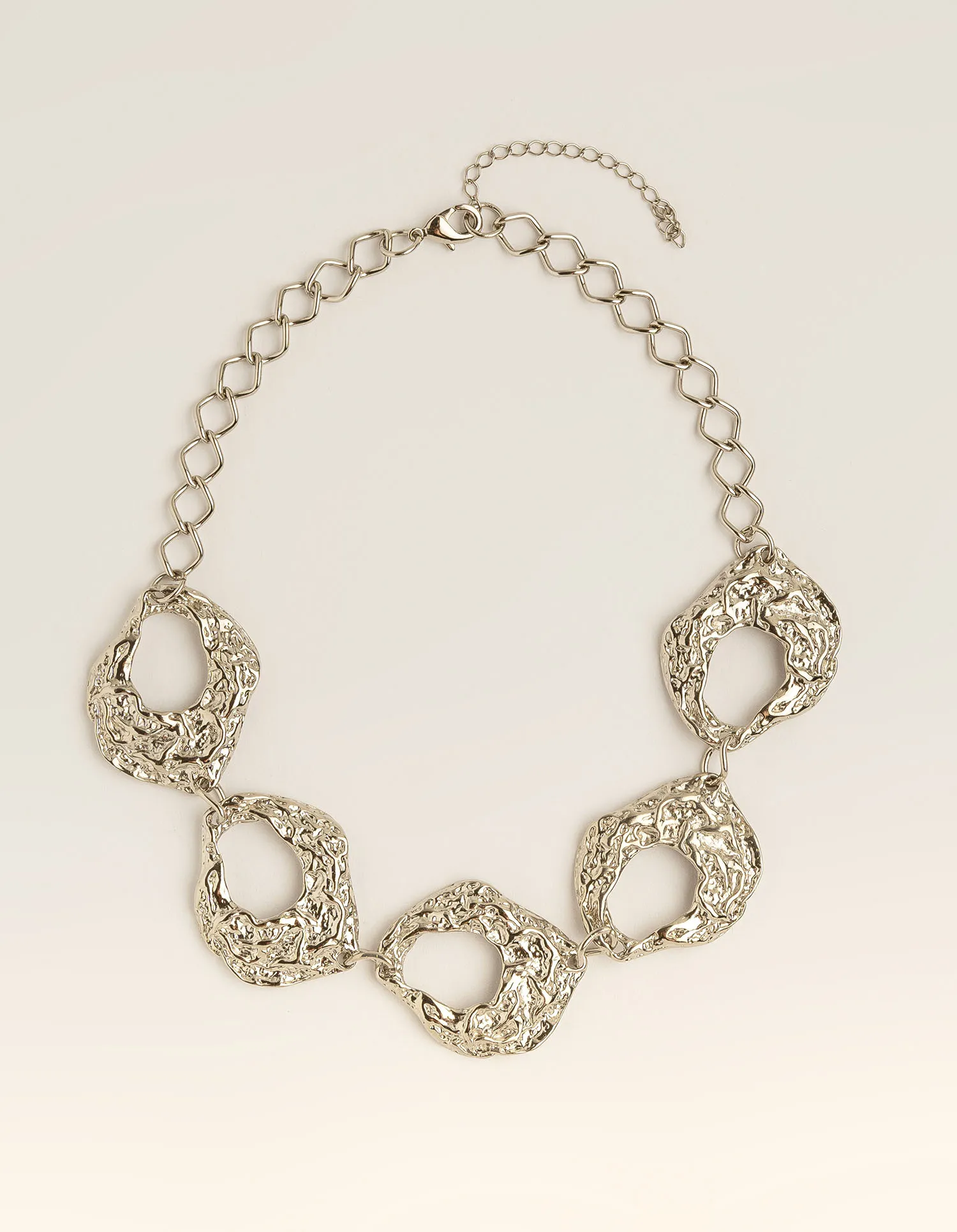 Colar Elo Orgânico Martelado - Niquel