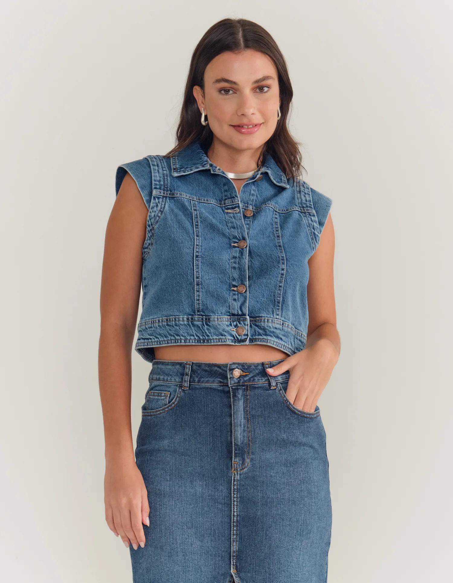 Colete Jeans - Denim Medio