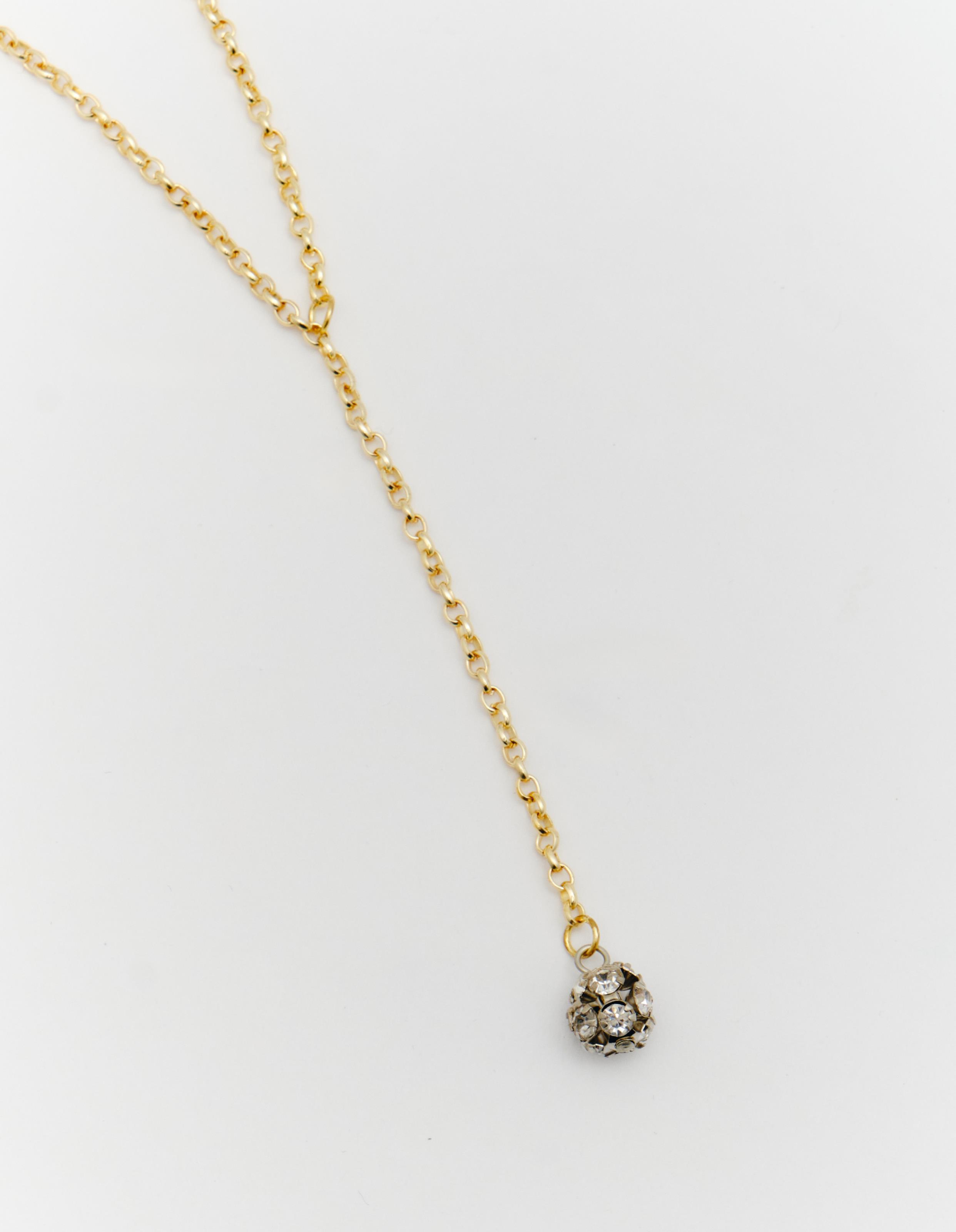 Colar Pequeno Globo Strass - Dourado