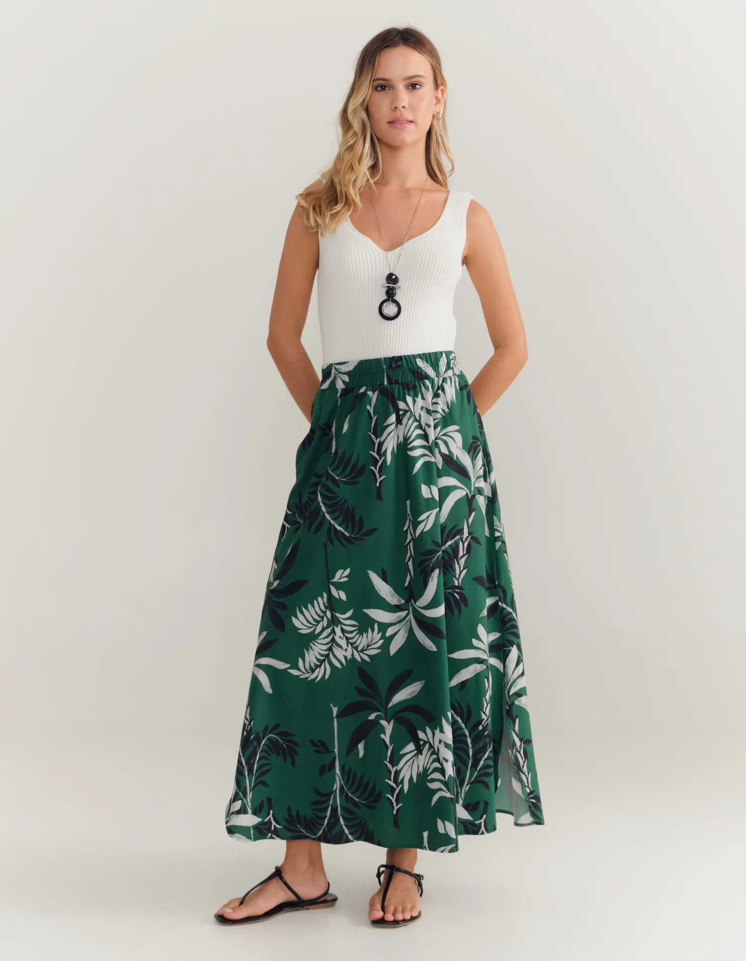 Regata Tricot Detalhe Decote v - Off White